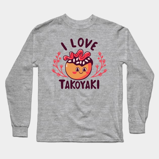 Cute Kwaii Takoyaki Long Sleeve T-Shirt by ravensart